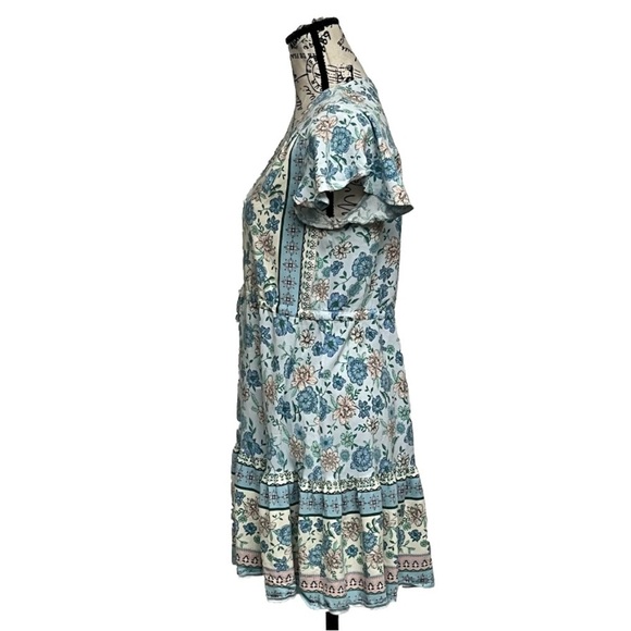 Salty Bright mini dress floral boho Cottegecore Peasent beach 8 Swing Casual - Picture 4 of 10
